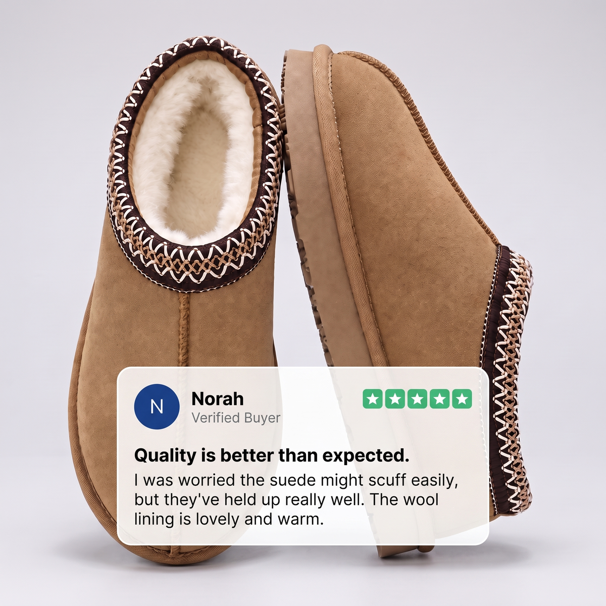 Fur-Lined Winter Slippers