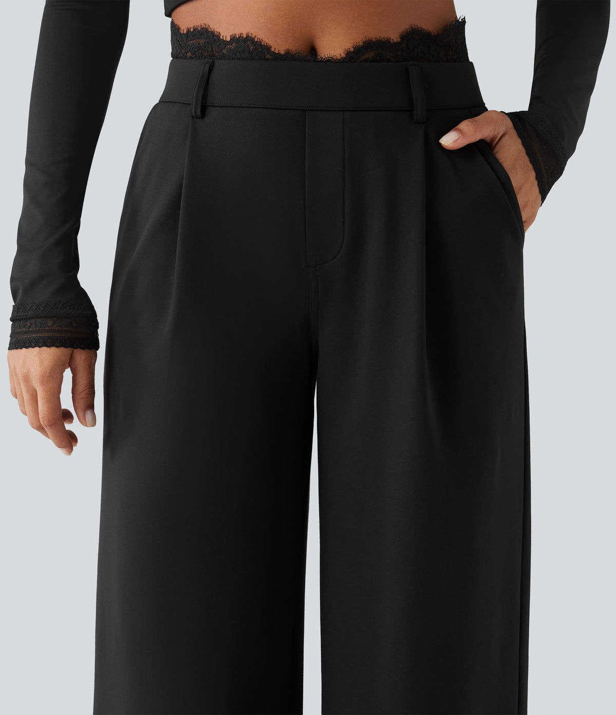 High-Rise Straight-Leg Office Pants