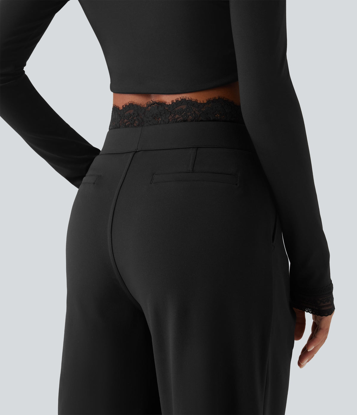 High-Rise Straight-Leg Office Pants