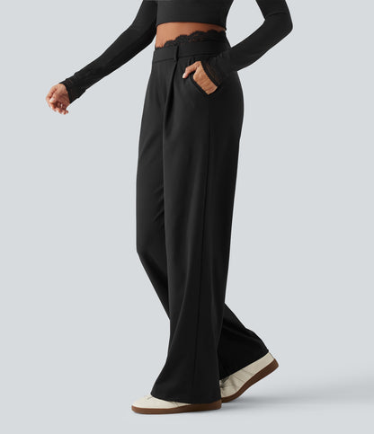 High-Rise Straight-Leg Office Pants