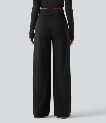 High-Rise Straight-Leg Office Pants