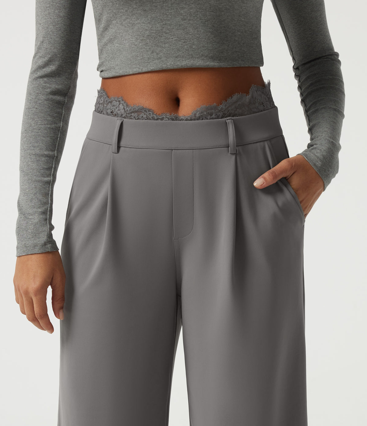 High-Rise Straight-Leg Office Pants