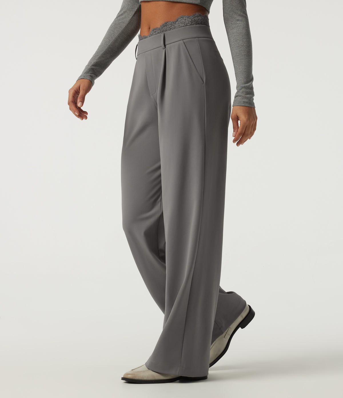 High-Rise Straight-Leg Office Pants
