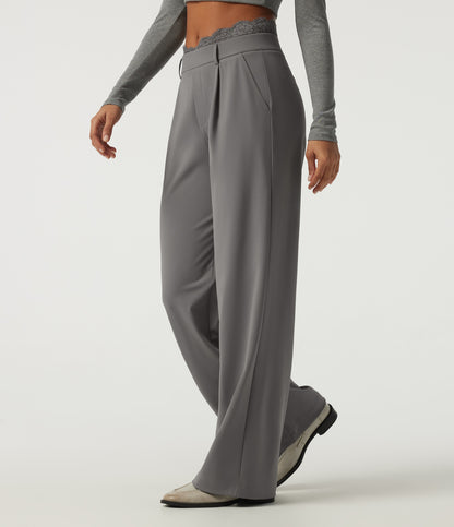 High-Rise Straight-Leg Office Pants