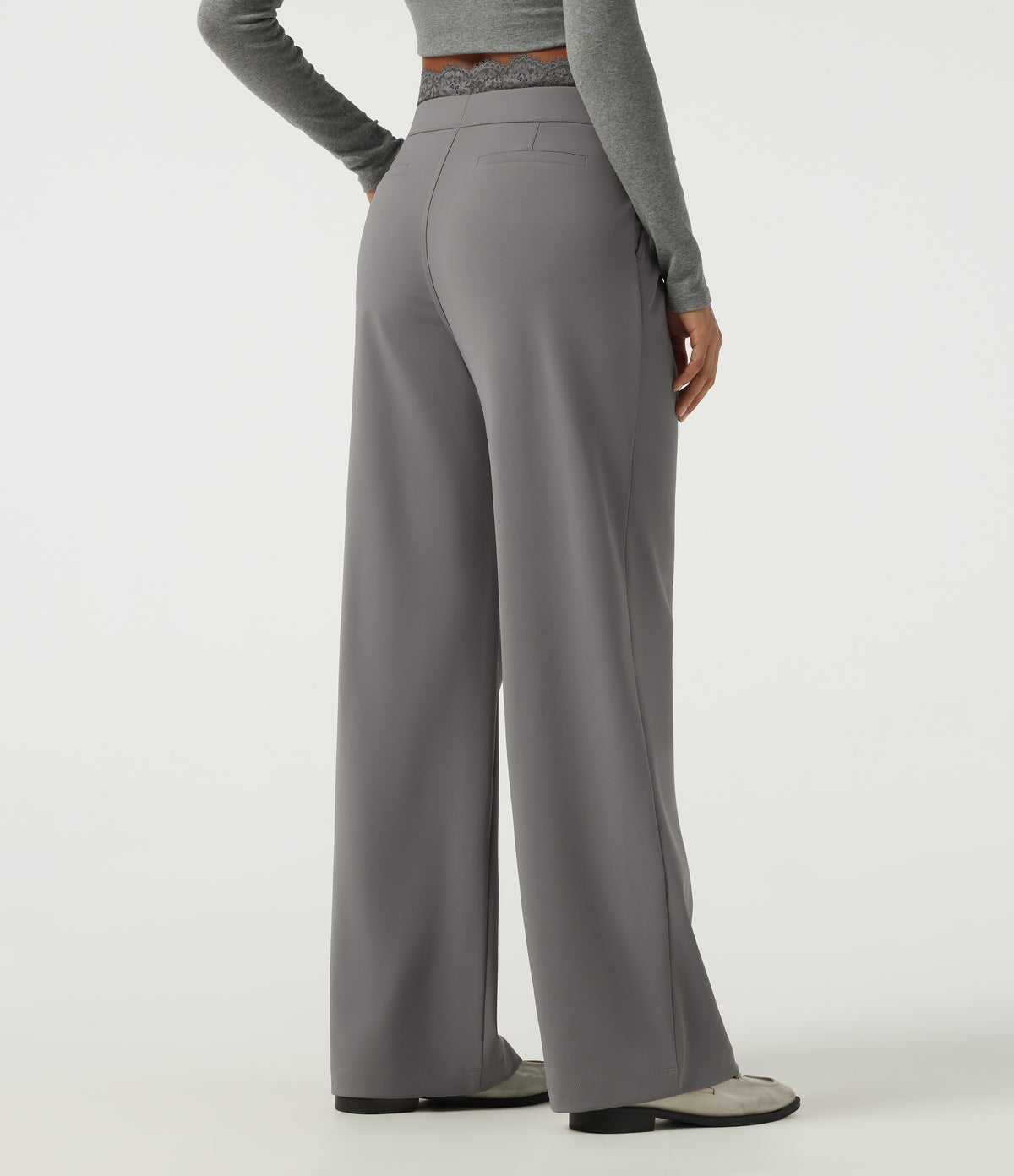 High-Rise Straight-Leg Office Pants