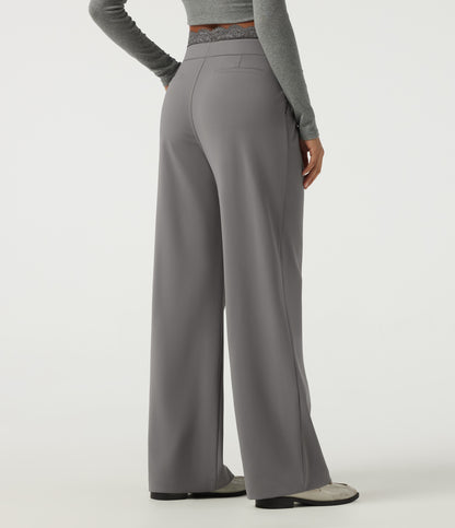 High-Rise Straight-Leg Office Pants