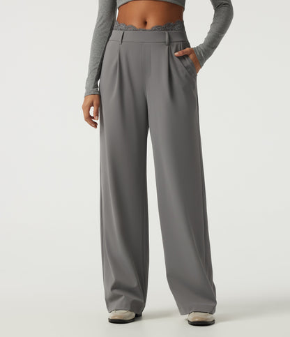 High-Rise Straight-Leg Office Pants