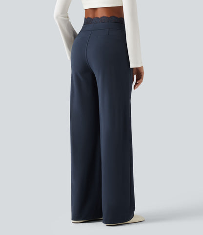 High-Rise Straight-Leg Office Pants