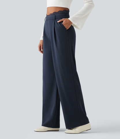 High-Rise Straight-Leg Office Pants