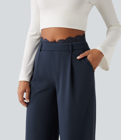 High-Rise Straight-Leg Office Pants